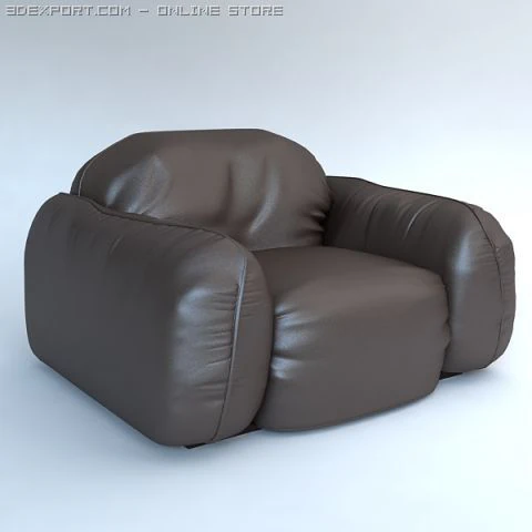 leather armchair piumotto by busnelli italy 3D Model .c4d .max .obj .3ds .fbx .stl .blend 