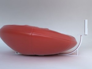 red leather sofa with pillows and tv 3D 모델
