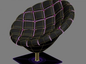 pod chair quilted leather upholstery Model 3D