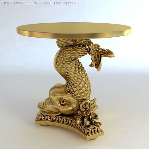 accent table gold fish base Modelo 3D .c4d .max .obj .3ds .fbx .stl .blend 
