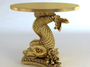 акцентний стіл основа золота рибка 3D Модель