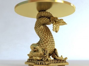 accent table gold fish base Modelo 3D