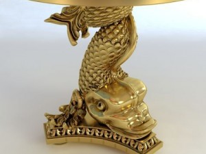 accent table gold fish base Modelo 3D