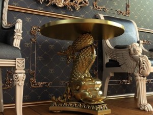 accent table gold fish base Modelo 3D