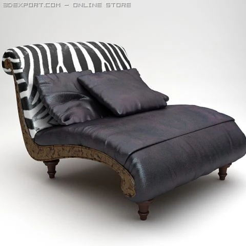 zebra settee lounge chair sofa 3D Model .c4d .max .obj .3ds .fbx .stl .blend 