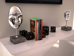 decorative accessories  2 masks on stands 3D Model