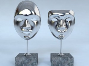 decorative accessories  2 masks on stands 3D 모델