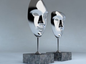 decorative accessories  2 masks on stands 3D 모델