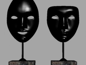 decorative accessories  2 masks on stands 3D 모델