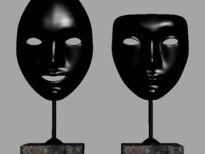 decorative accessories  2 masks on stands 3D Model