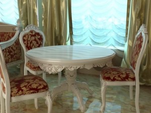baroque style table and chairs 3Dモデル