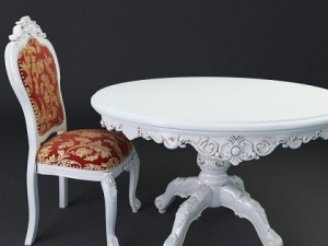baroque style table and chairs Model 3D