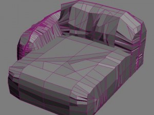 piumotto leather chaise chair 3D 模型