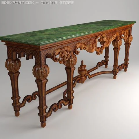ornate classical style table 3D Model .c4d .max .obj .3ds .fbx .stl .blend 