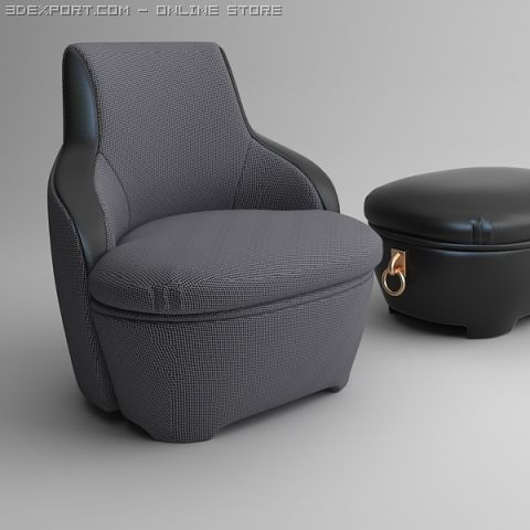 armchair and ottoman Modelo 3D .c4d .max .obj .3ds .fbx .stl .blend 