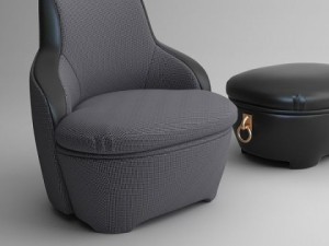 armchair and ottoman Modelo 3D