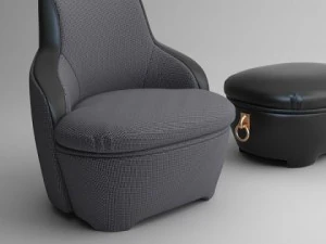 armchair and ottoman 3D Model