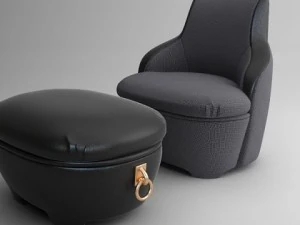 armchair and ottoman 3D Model