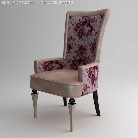 armchair with flowers 3D Model .c4d .max .obj .3ds .fbx .stl .blend 