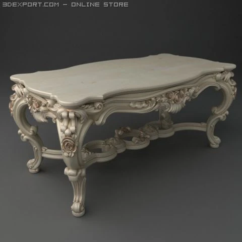 elegant baroque table 3D Model .c4d .max .obj .3ds .fbx .stl .blend 
