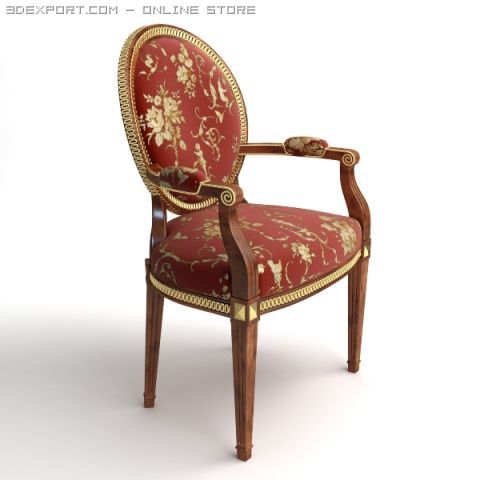 armchair stitched with gold Model 3D .c4d .max .obj .3ds .fbx .stl .blend 