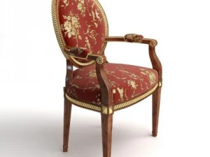armchair stitched with gold 3D Model
