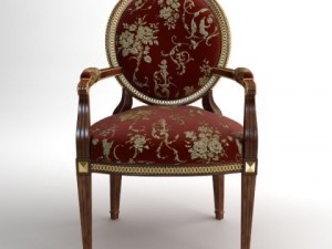 armchair stitched with gold Model 3D
