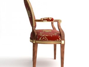 armchair stitched with gold Model 3D