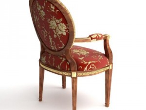 armchair stitched with gold Model 3D