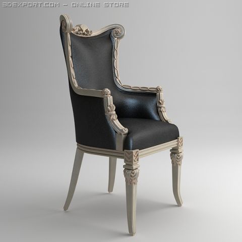 classical ornate leather armchair 3D 模型 .c4d .max .obj .3ds .fbx .stl .blend 