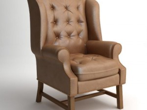 traditional wing back armchair 3D Model