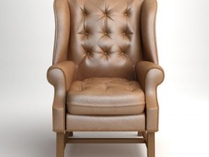 traditional wing back armchair 3D Model
