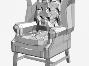 traditional wing back armchair 3D Model