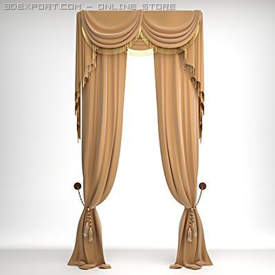 elegant curtains 3D 모델 .c4d .max .obj .3ds .fbx .stl .blend 