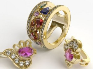 ring and earrings 3D Modell
