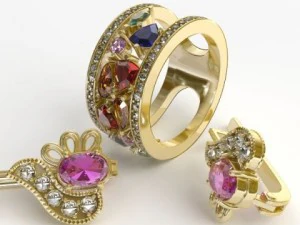 ring and earrings 3D Model