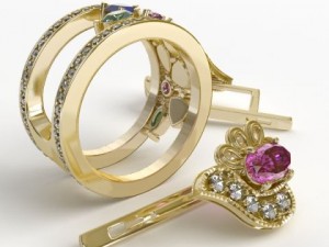 ring and earrings 3D Modell