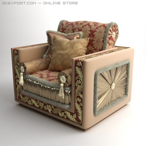 ornate armchair bacci stile 450 Model 3D .c4d .max .obj .3ds .fbx .stl .blend 