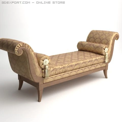 classical bench with pillows 3D Model .c4d .max .obj .3ds .fbx .stl .blend 