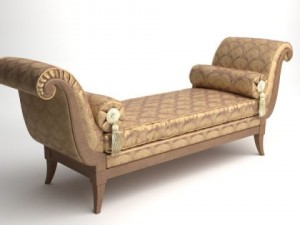classical bench with pillows 3D Model
