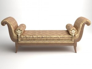 classical bench with pillows 3Dモデル