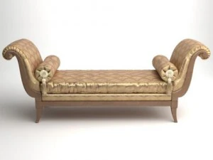 classical bench with pillows 3D Model