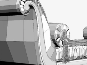 classical bench with pillows 3D Model