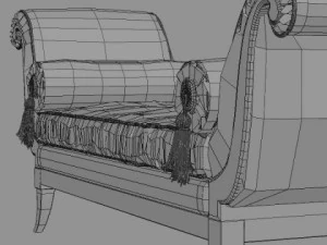 classical bench with pillows 3D Model