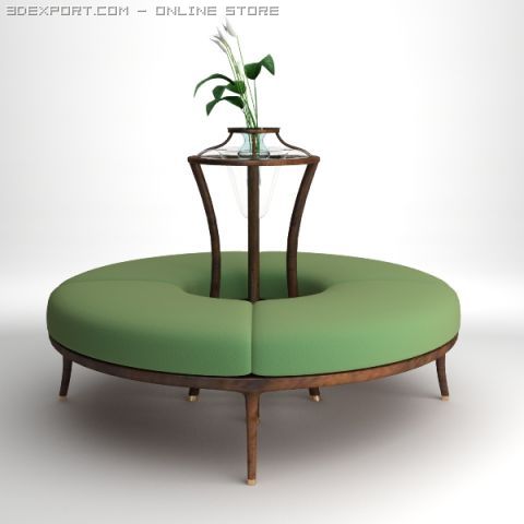 round bench with flowers 3D Модель .c4d .max .obj .3ds .fbx .stl .blend
