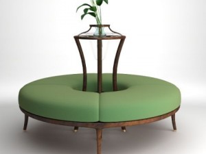 round bench with flowers 3D Model