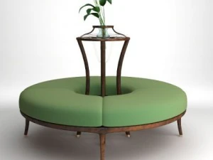 round bench with flowers 3D Model