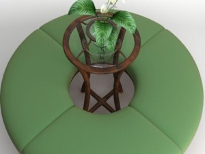 round bench with flowers 3D Модель
