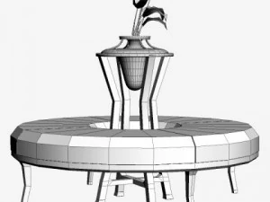round bench with flowers 3D Model