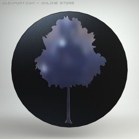 round wall mirror with frosted tree design 3D 모델 .c4d .max .obj .3ds .fbx .stl .blend 